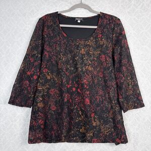 Y2K Lace 3/4 Sleeve Top Womens 1X Dark Moody Floral Whimsigoth Fairygrunge 90s
